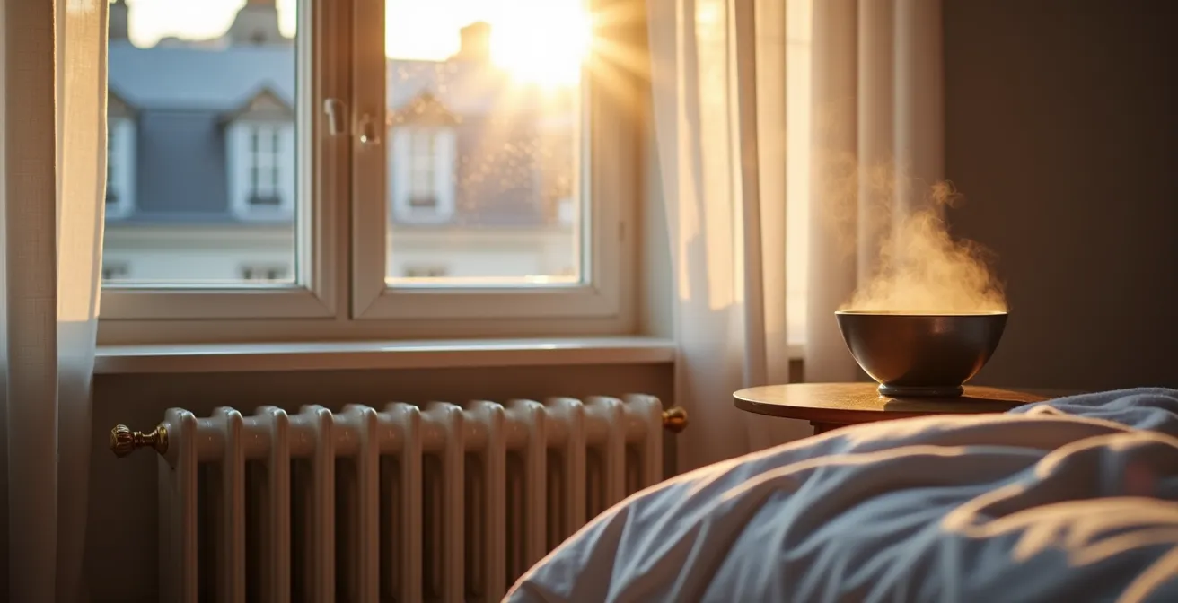 Intérieur de chambre avec différentes méthodes naturelles d'humidification de l'air